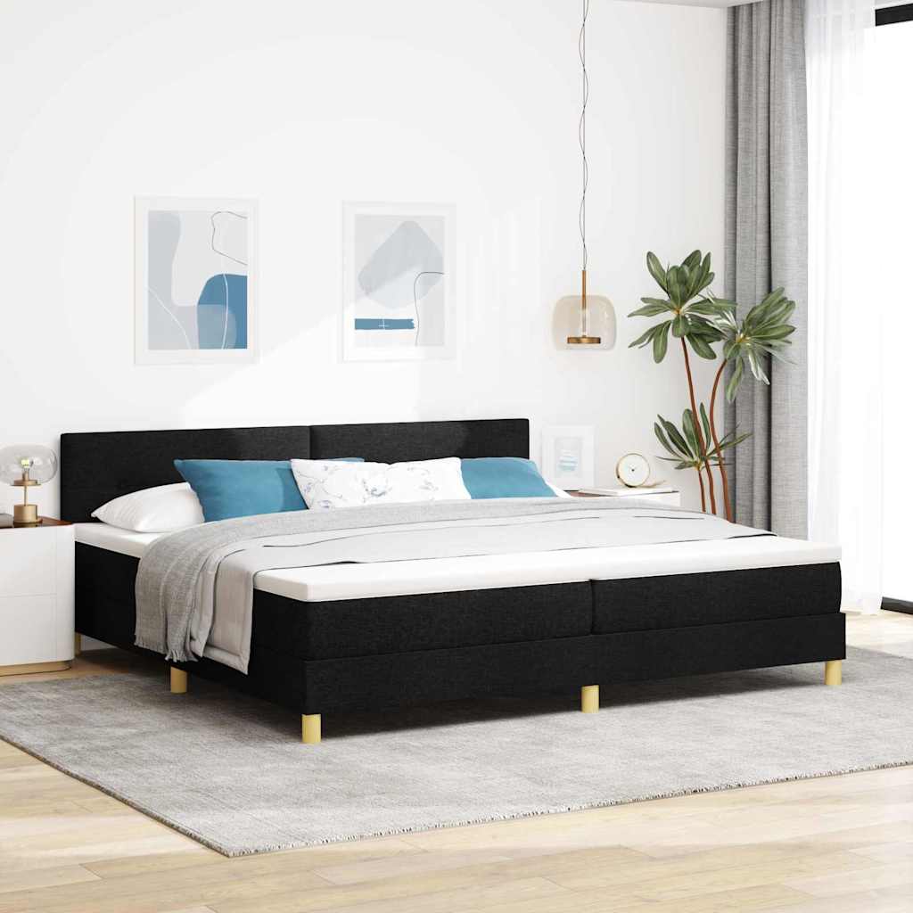 Boxspring Bed Met Matras Met Hoofdeinde Stof Zwart