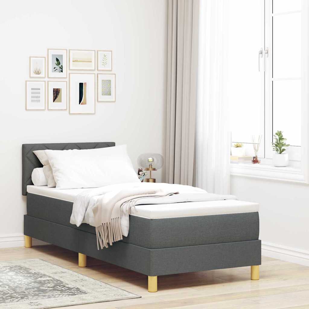 Boxspring Bed Met Matras Stof Donkergrijs