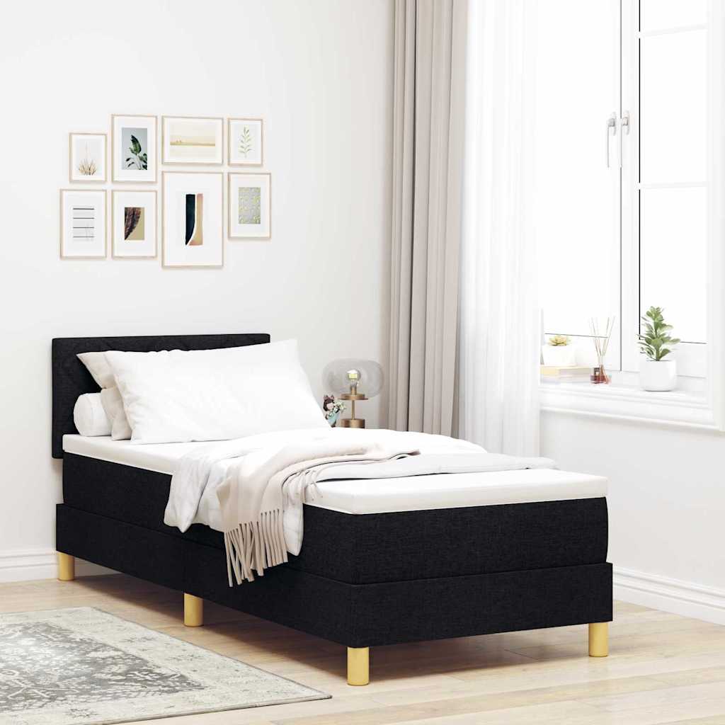 Boxspring Bed Met Matras Met Hoofdeinde Stof Zwart