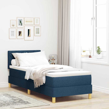 Boxspring Bed Met Matras Met Hoofdeinde Stof Blauw
