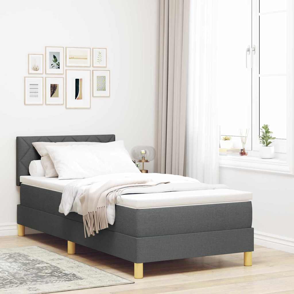 Boxspring Bed Met Matras Stof Donkergrijs