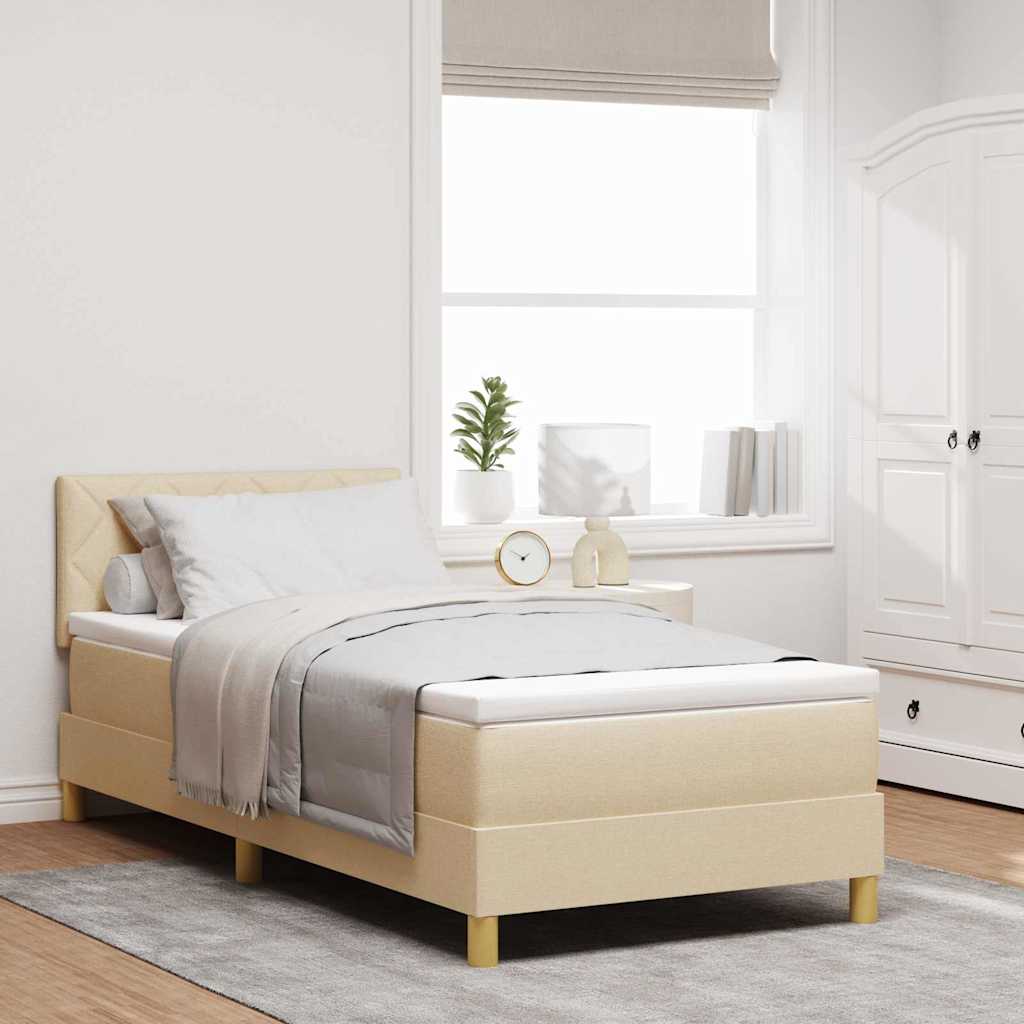 Boxspring Bed Met Matras Met Hoofdeinde Stof Crème