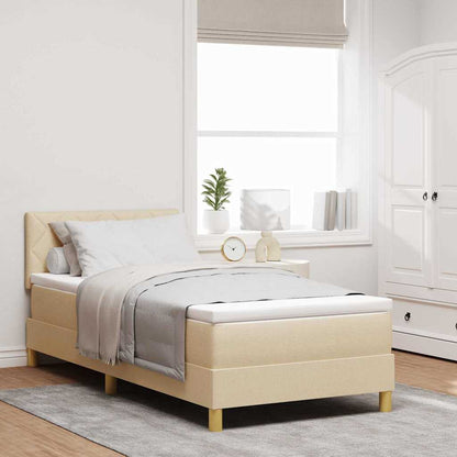 Boxspring Bed Met Matras Met Hoofdeinde Stof Crème