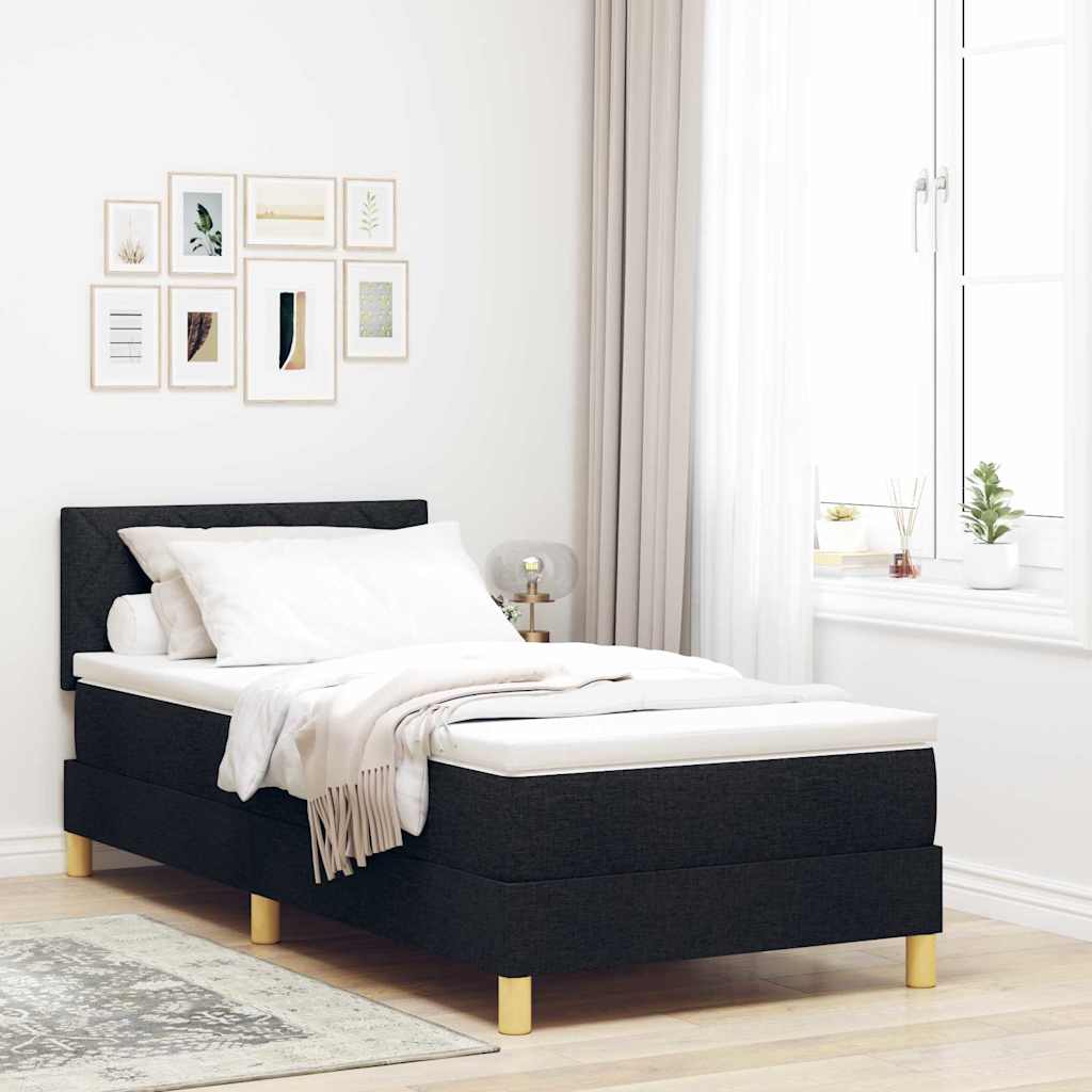 Boxspring Bed Met Matras Met Hoofdeinde Stof Zwart