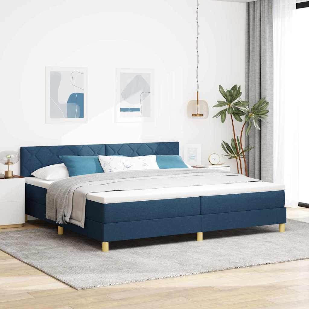 Boxspring Bed Met Matras Met Hoofdeinde Stof Blauw
