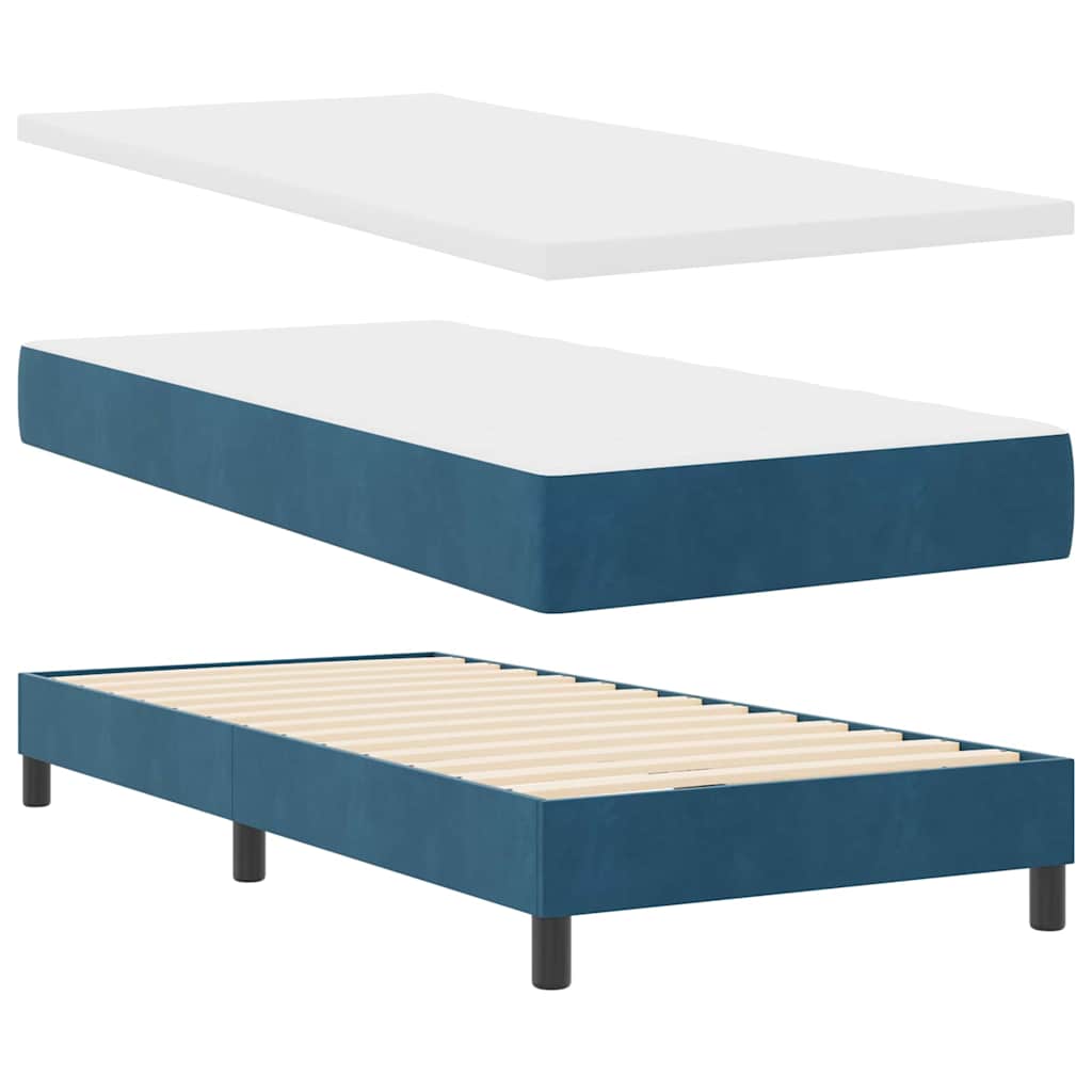 Boxspring Bed Met Hoofdeinde Fluweel Donkerblauw