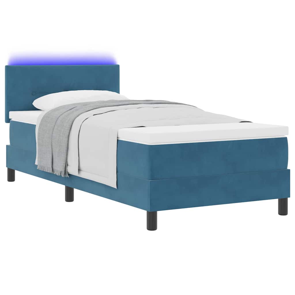 Boxspring Bed Met Hoofdeinde Fluweel Donkerblauw