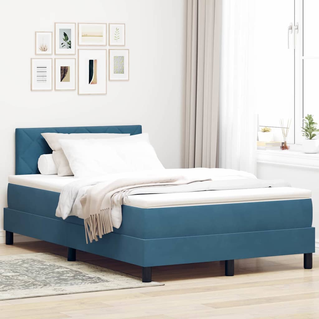 Boxspring Bed Met Hoofdeinde Fluweel Donkerblauw