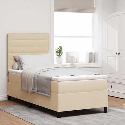 Boxspring Bed Met Matras Met Hoofdeinde Stof Crème