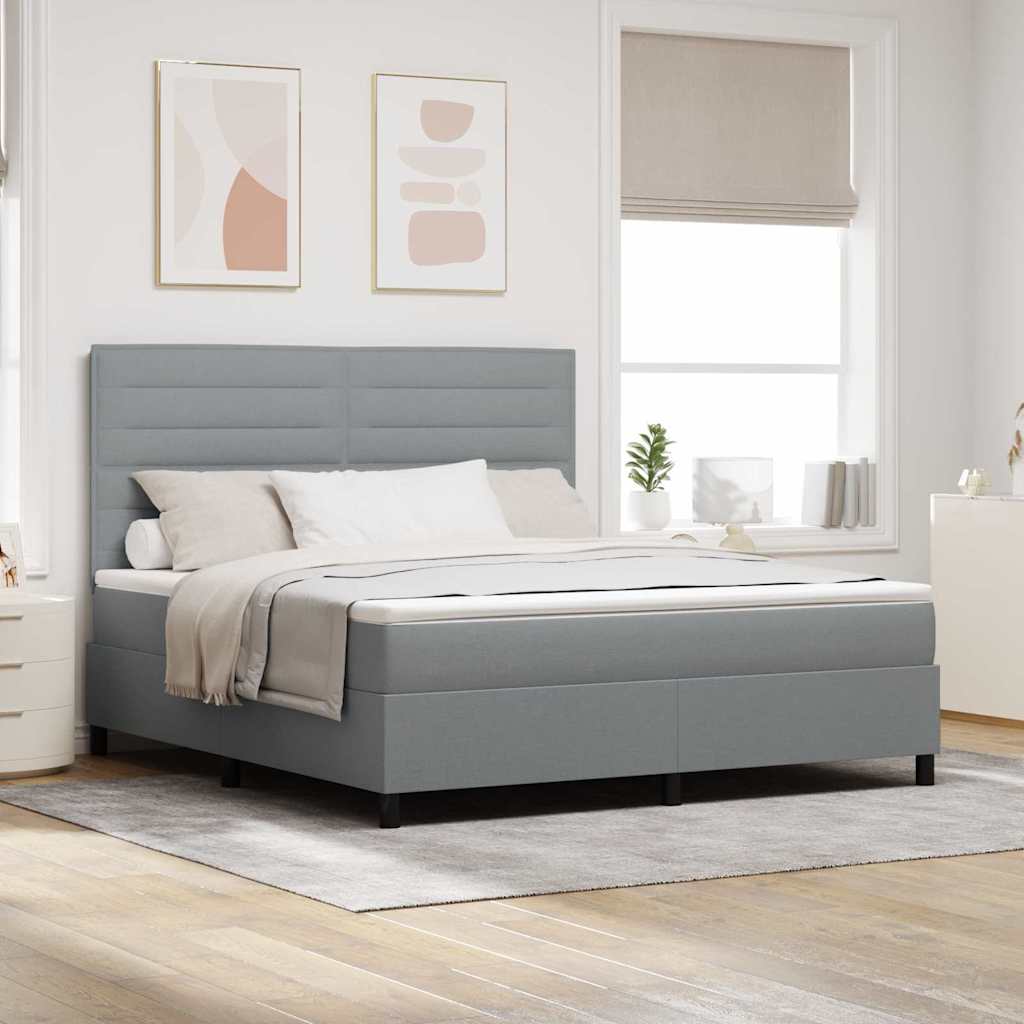 Boxspring Bed Met Matras Stof Lichtgrijs