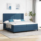 Boxspring Bed Met Matras Met Hoofdeinde Stof Blauw