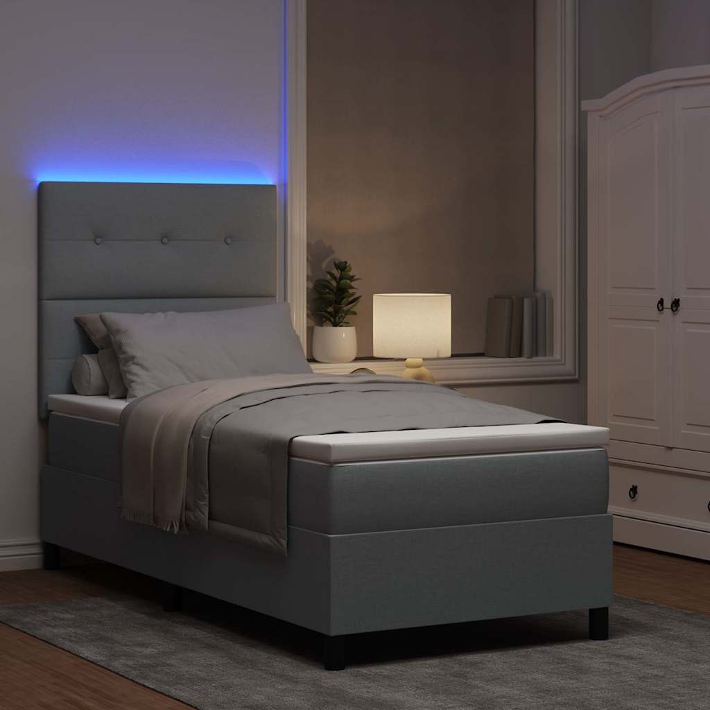 Boxspring Bed Met Matras Stof Lichtgrijs