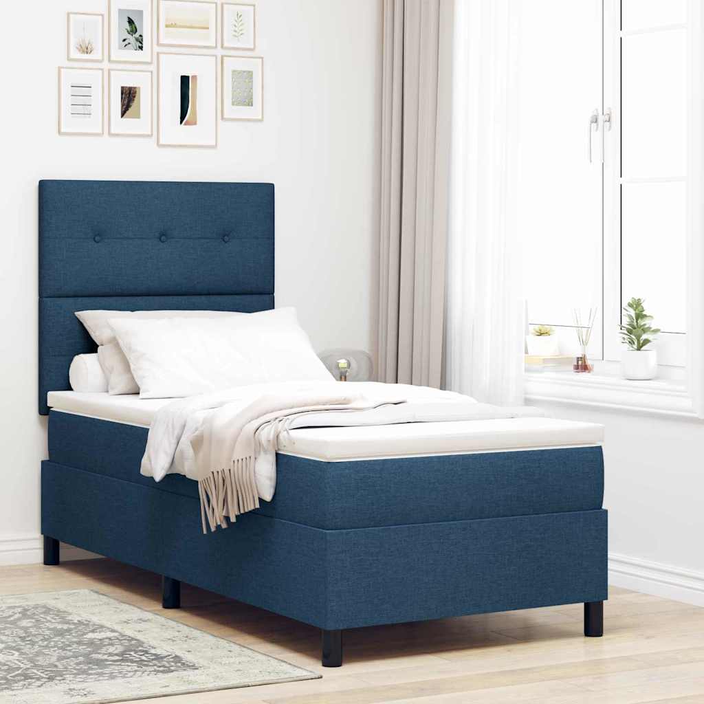 Boxspring Bed Met Matras Met Hoofdeinde Stof Blauw