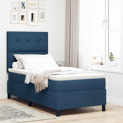 Boxspring Bed Met Matras Met Hoofdeinde Stof Blauw