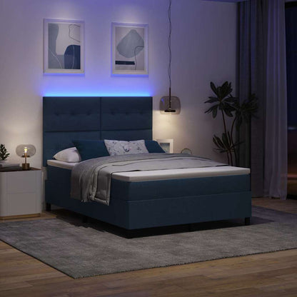 Boxspring Bed Met Matras Met Hoofdeinde Stof Blauw