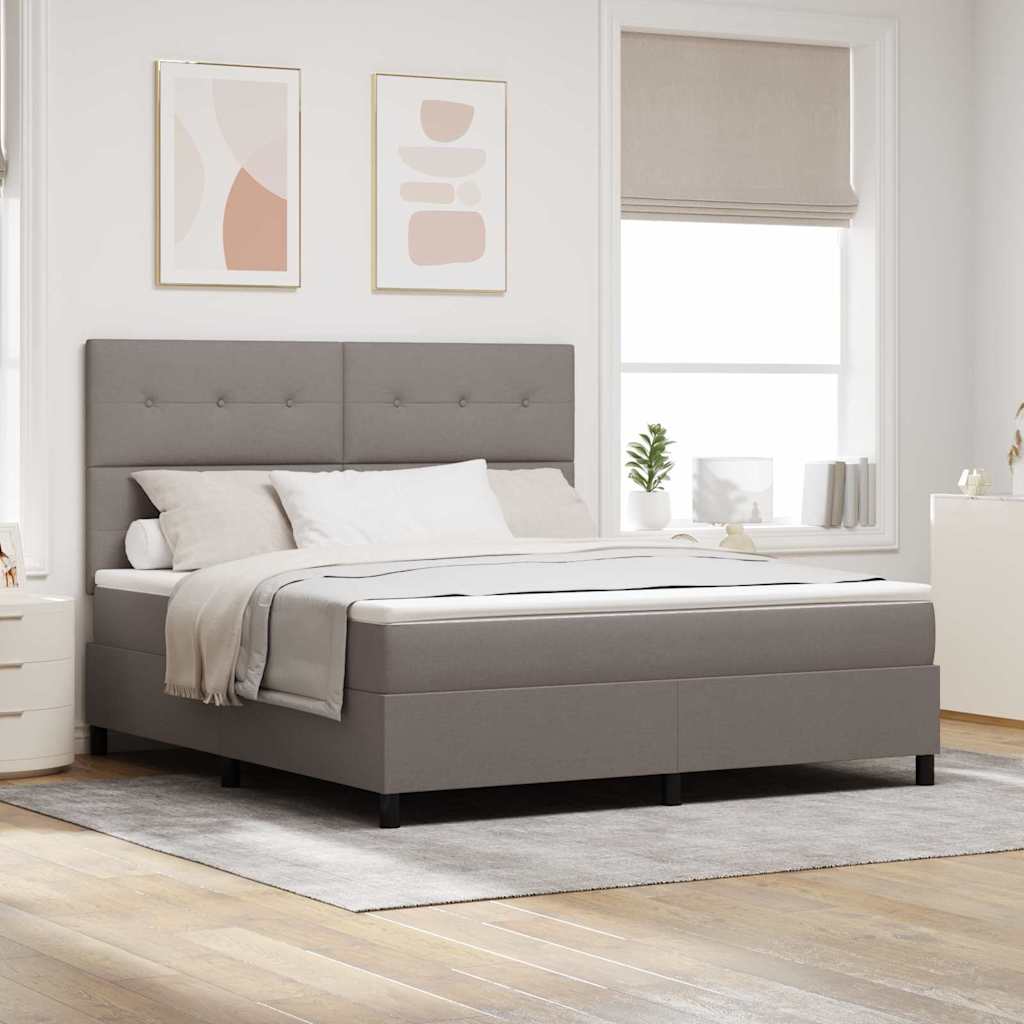 Boxspring Bed Met Matras Met Hoofdeinde Stof Taupe