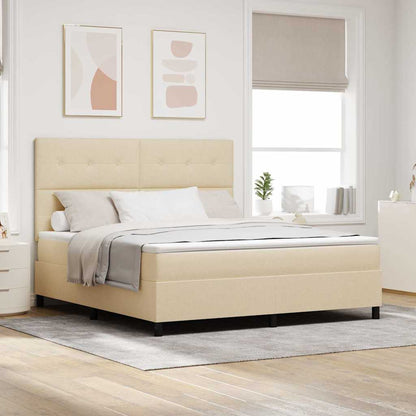 Boxspring Bed Met Matras Met Hoofdeinde Stof Crème