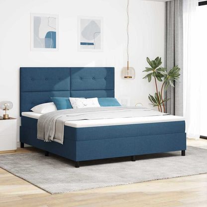 Boxspring Bed Met Matras Met Hoofdeinde Stof Blauw