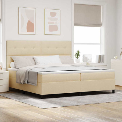 Boxspring Bed Met Matras Met Hoofdeinde Stof Crème