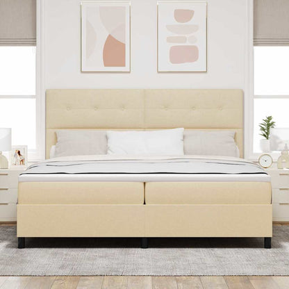 Boxspring Bed Met Matras Met Hoofdeinde Stof Crème