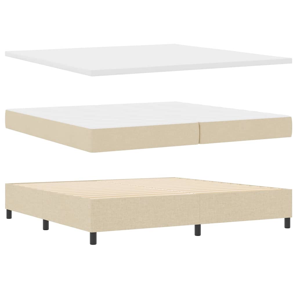 Boxspring Bed Met Matras Met Hoofdeinde Stof Crème