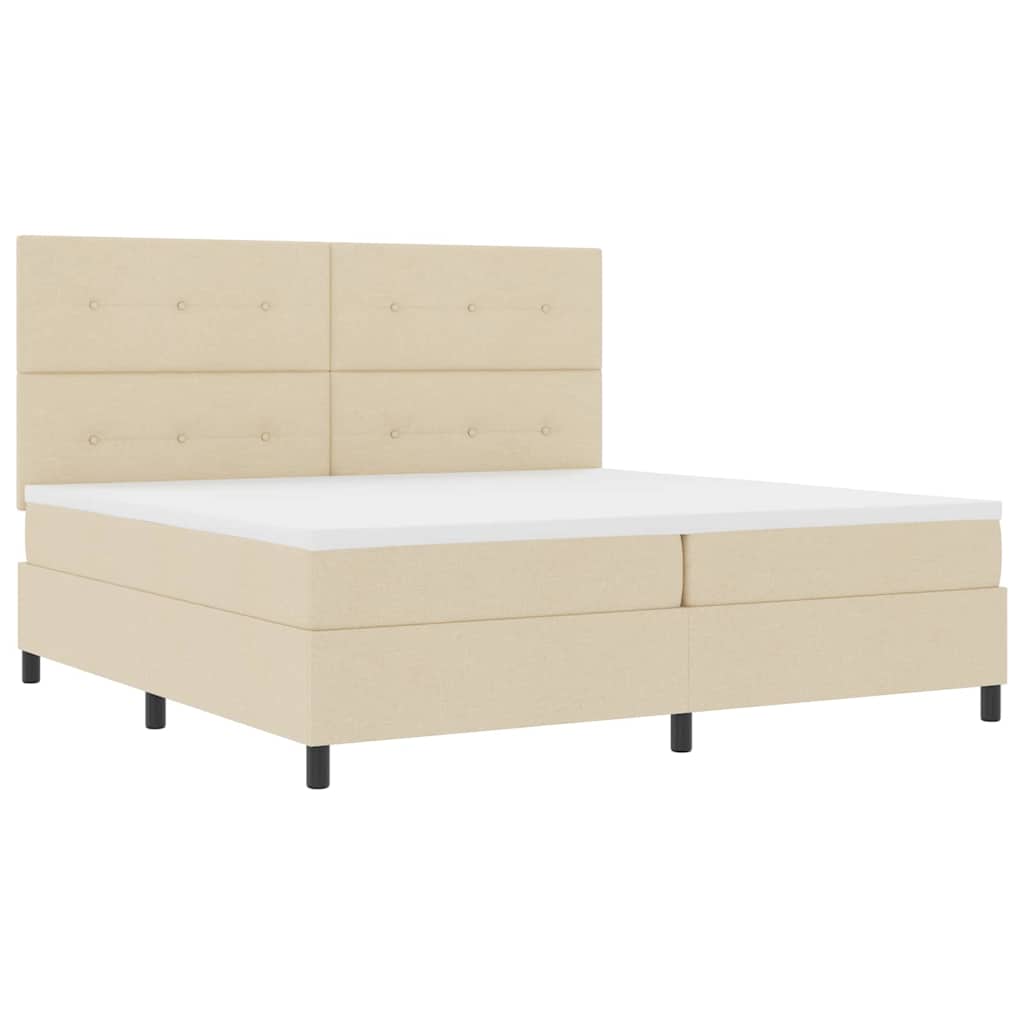 Boxspring Bed Met Matras Met Hoofdeinde Stof Crème