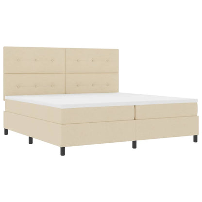 Boxspring Bed Met Matras Met Hoofdeinde Stof Crème