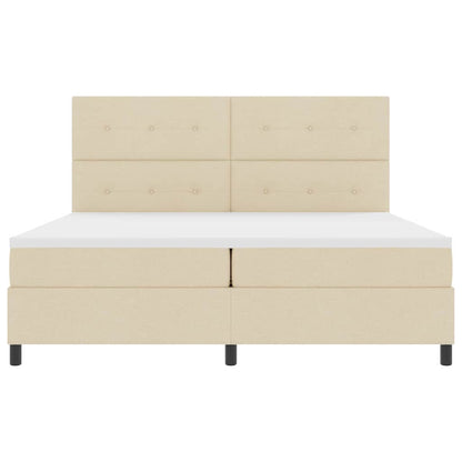 Boxspring Bed Met Matras Met Hoofdeinde Stof Crème
