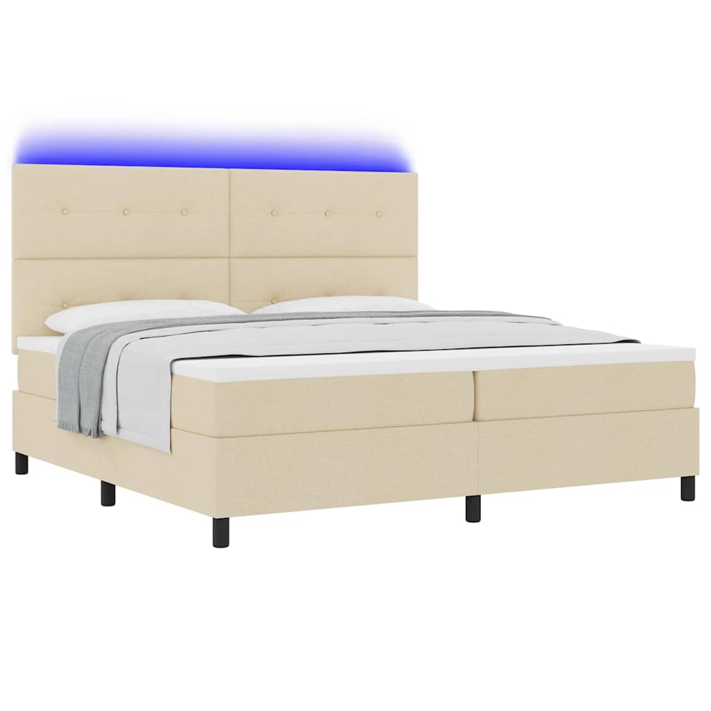 Boxspring Bed Met Matras Met Hoofdeinde Stof Crème