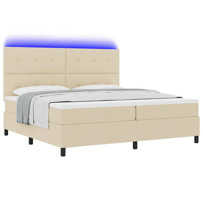 Boxspring Bed Met Matras Met Hoofdeinde Stof Crème