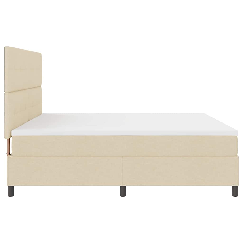 Boxspring Bed Met Matras Met Hoofdeinde Stof Crème
