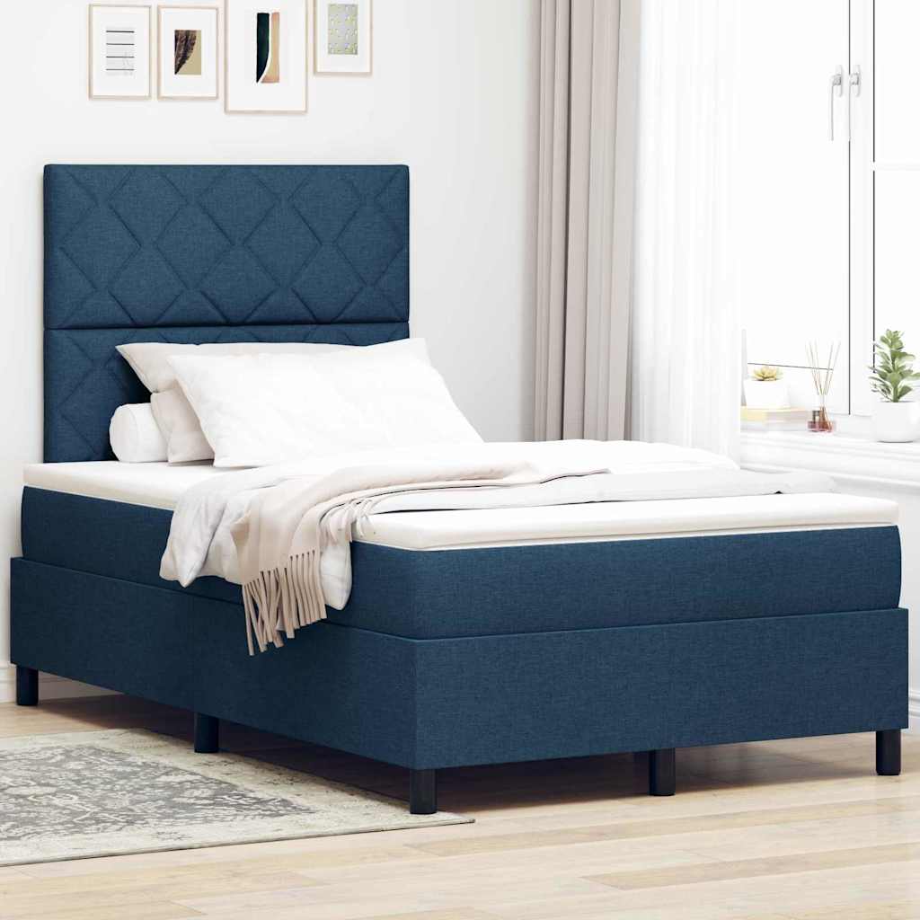 Boxspring Bed Met Matras Met Hoofdeinde Stof Blauw