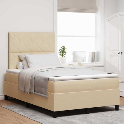 Boxspring Bed Met Matras Met Hoofdeinde Stof Crème