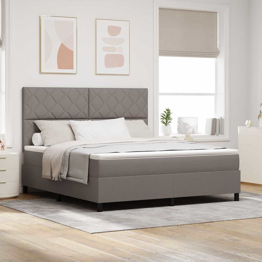 Boxspring Bed Met Matras Met Hoofdeinde Stof Taupe