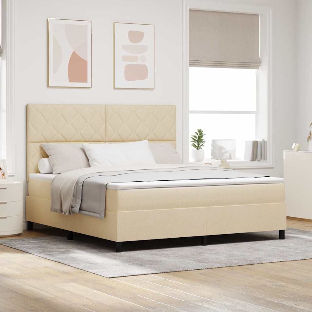 Boxspring Bed Met Matras Met Hoofdeinde Stof Crème