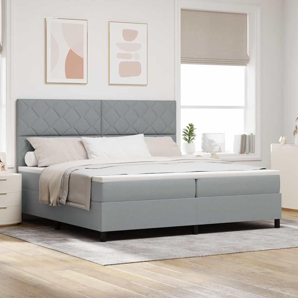 Boxspring Bed Met Matras Stof Lichtgrijs