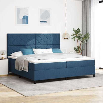 Boxspring Bed Met Matras Met Hoofdeinde Stof Blauw