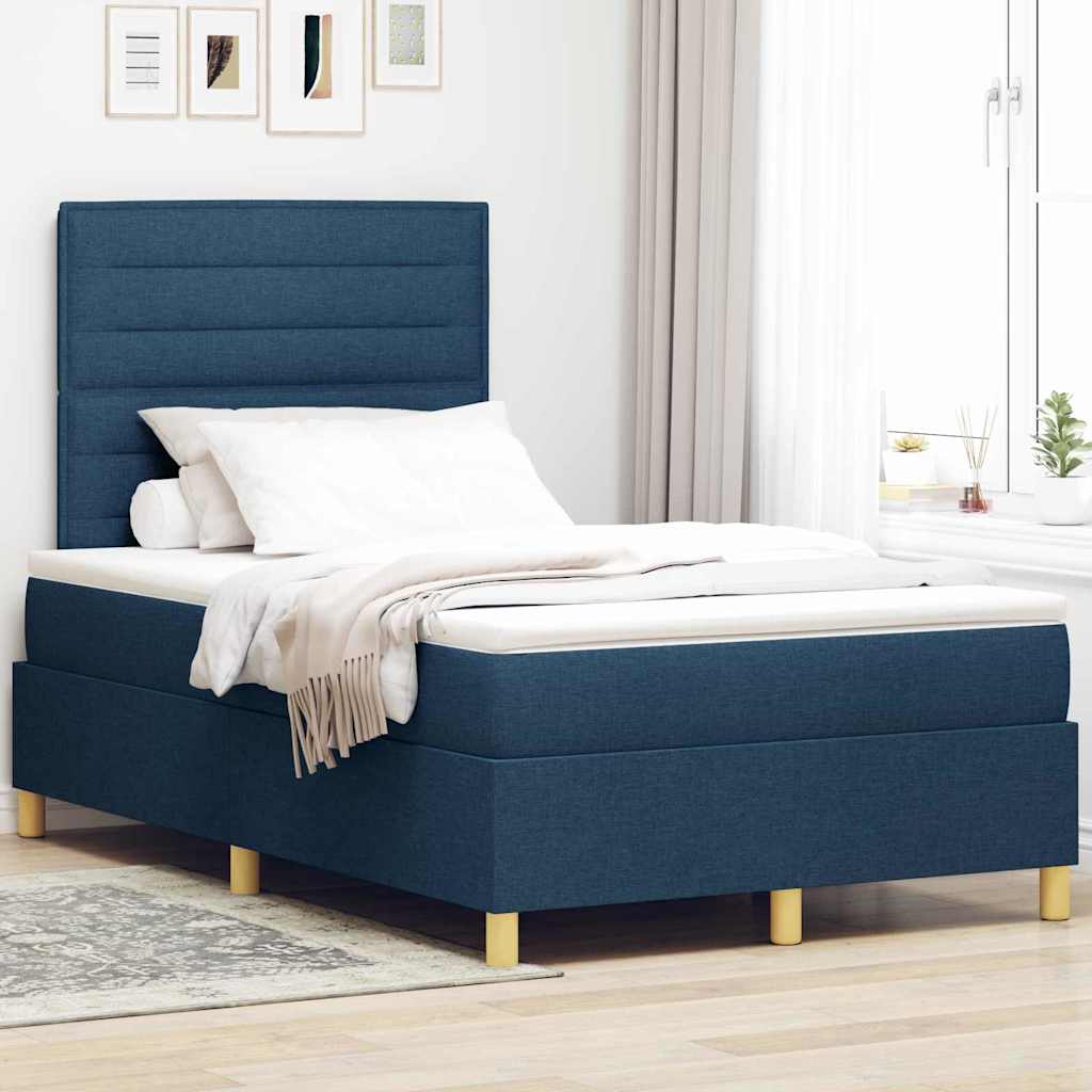 Boxspring Bed Met Matras Met Hoofdeinde Stof Blauw