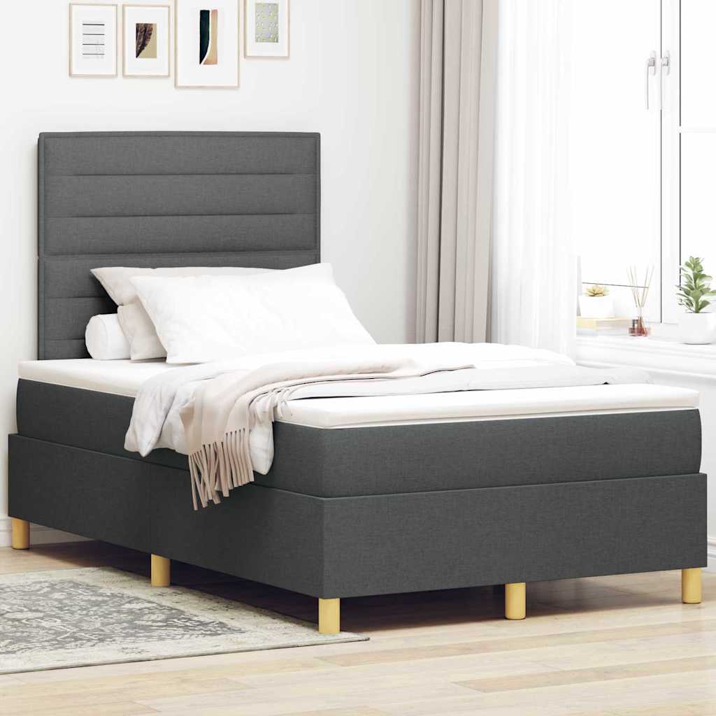 Boxspring Bed Met Matras Stof Donkergrijs