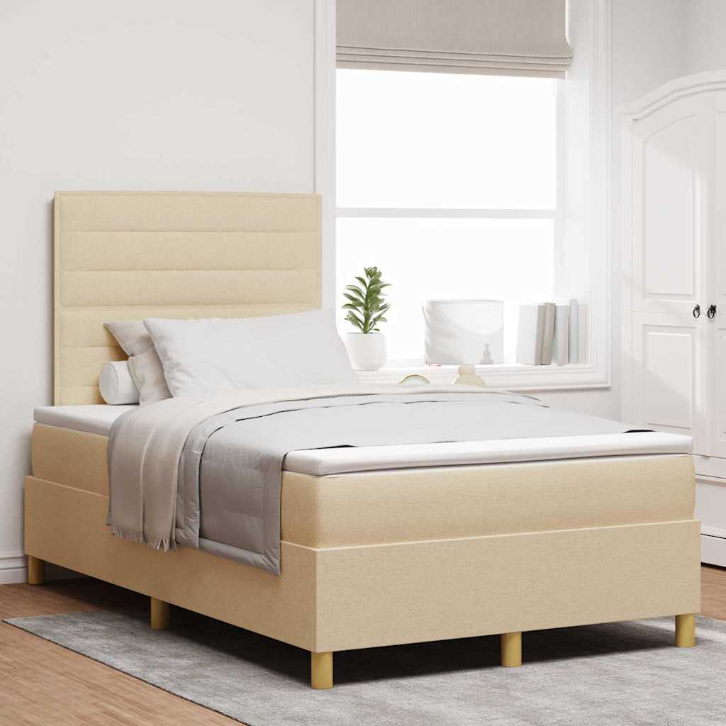 Boxspring Bed Met Matras Met Hoofdeinde Stof Crème