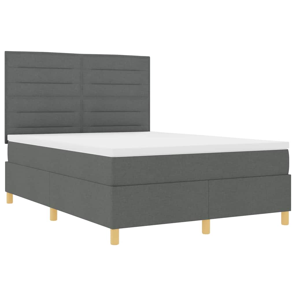 Boxspring Bed Met Matras Stof Donkergrijs