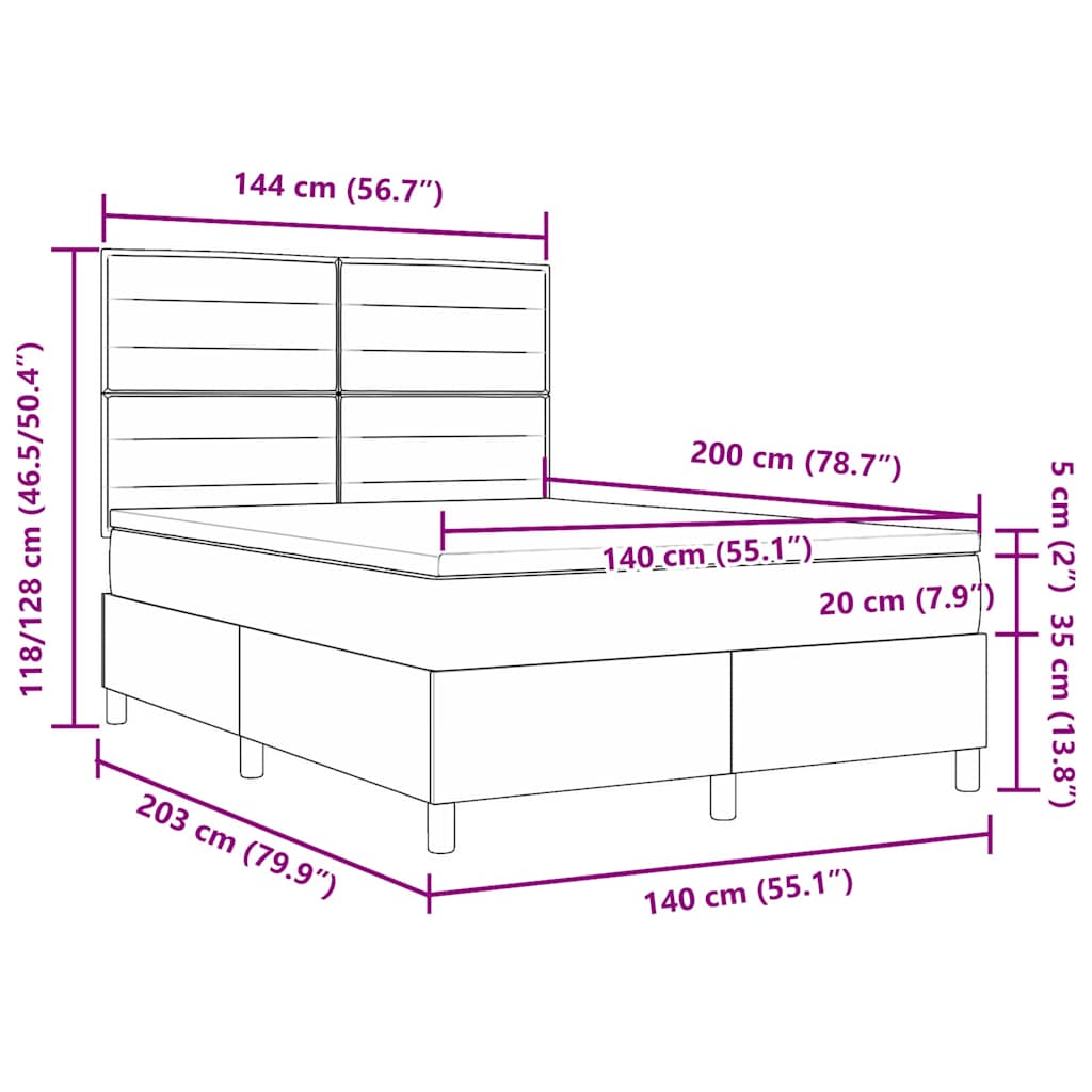Boxspring Bed Met Matras Stof Donkergrijs