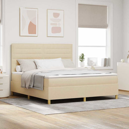 Boxspring Bed Met Matras Met Hoofdeinde Stof Crème