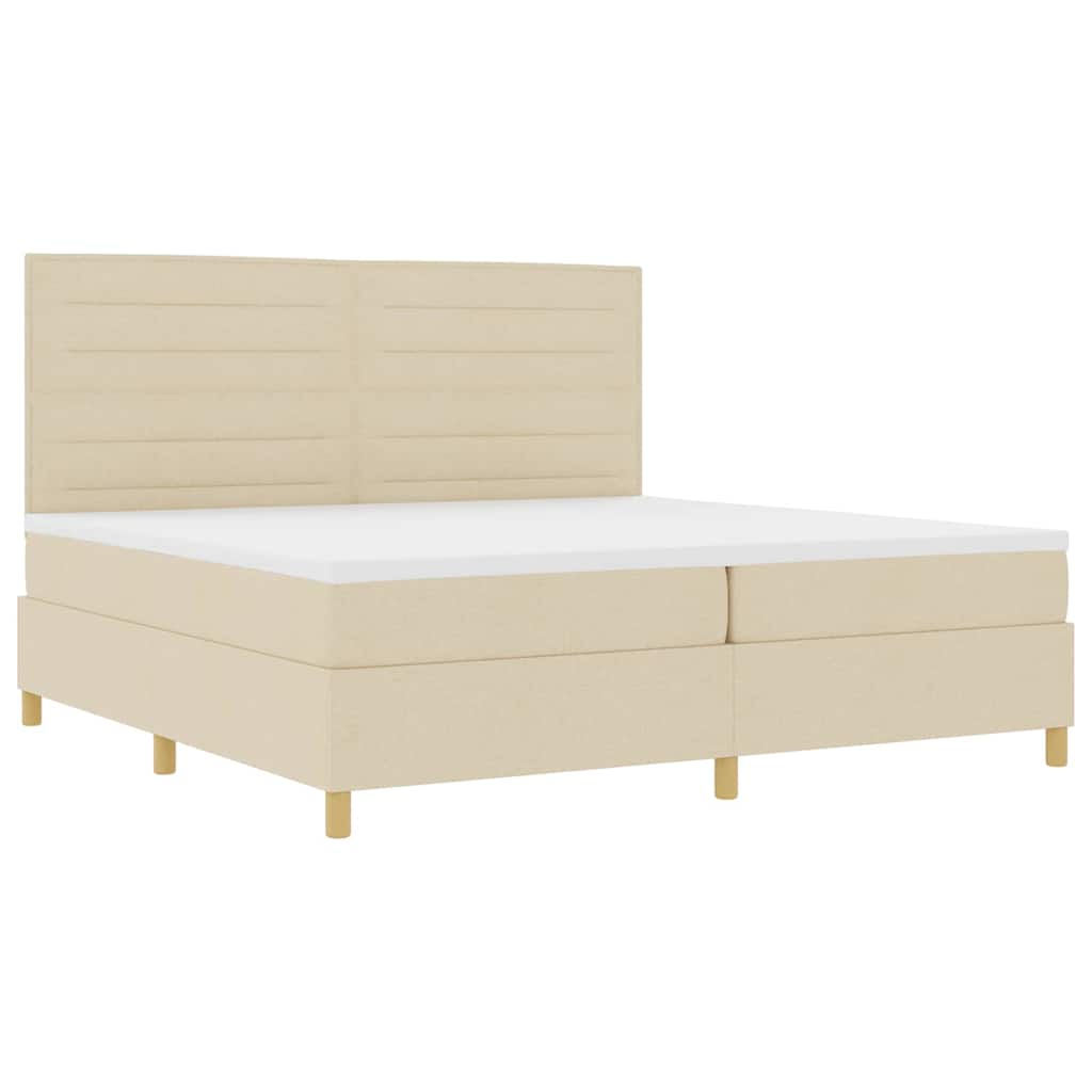 Boxspring Bed Met Matras Met Hoofdeinde Stof Crème