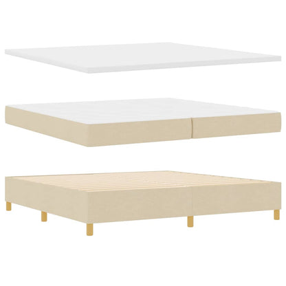 Boxspring Bed Met Matras Met Hoofdeinde Stof Crème