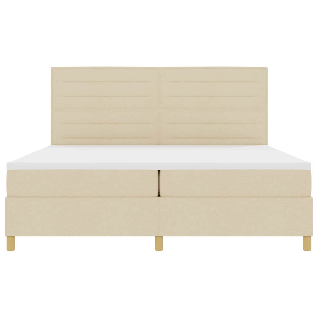 Boxspring Bed Met Matras Met Hoofdeinde Stof Crème