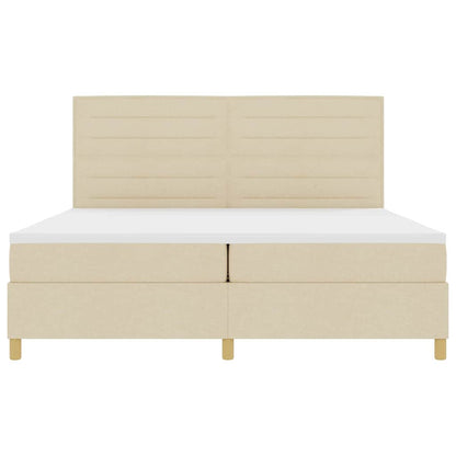 Boxspring Bed Met Matras Met Hoofdeinde Stof Crème