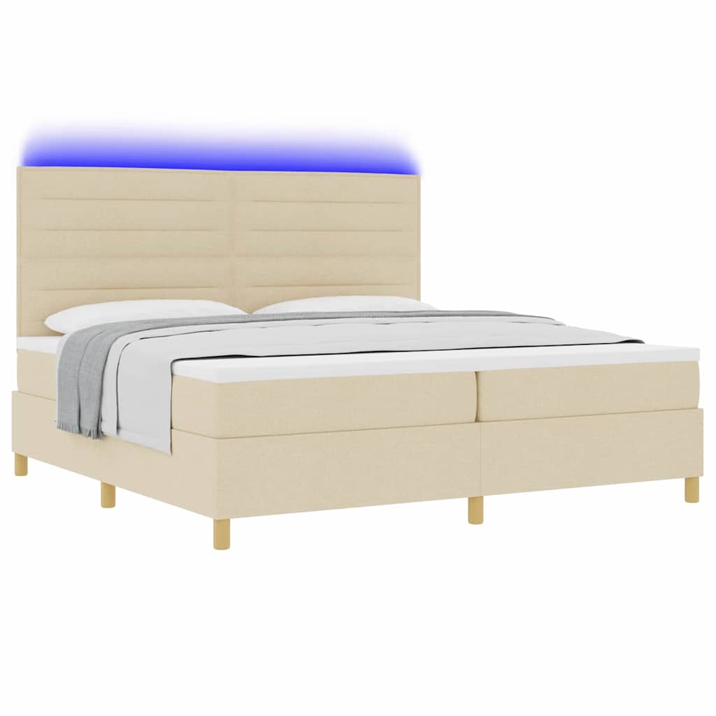 Boxspring Bed Met Matras Met Hoofdeinde Stof Crème