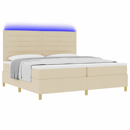 Boxspring Bed Met Matras Met Hoofdeinde Stof Crème