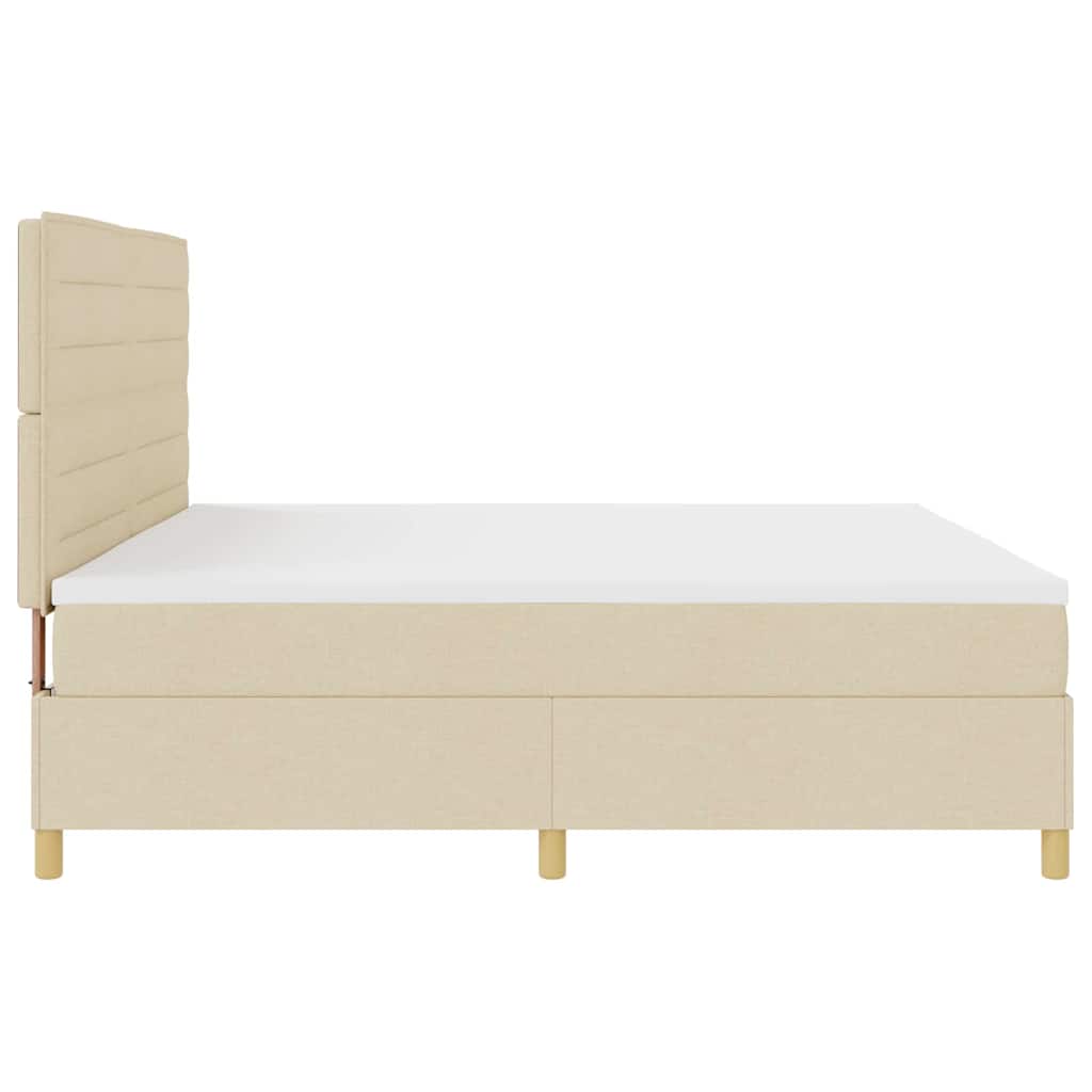 Boxspring Bed Met Matras Met Hoofdeinde Stof Crème